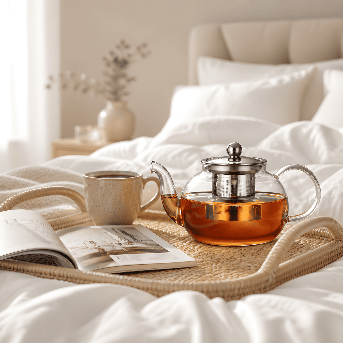 KozyCup Glass Teapot 600ml – Heat Resistant Borosilicate Glass Teapot with Infuser