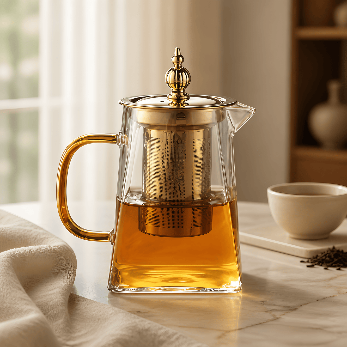 KozyCup Glass Teapot 800ml with Stainless Steel Infuser – Heat Resistant Borosilicate Glass