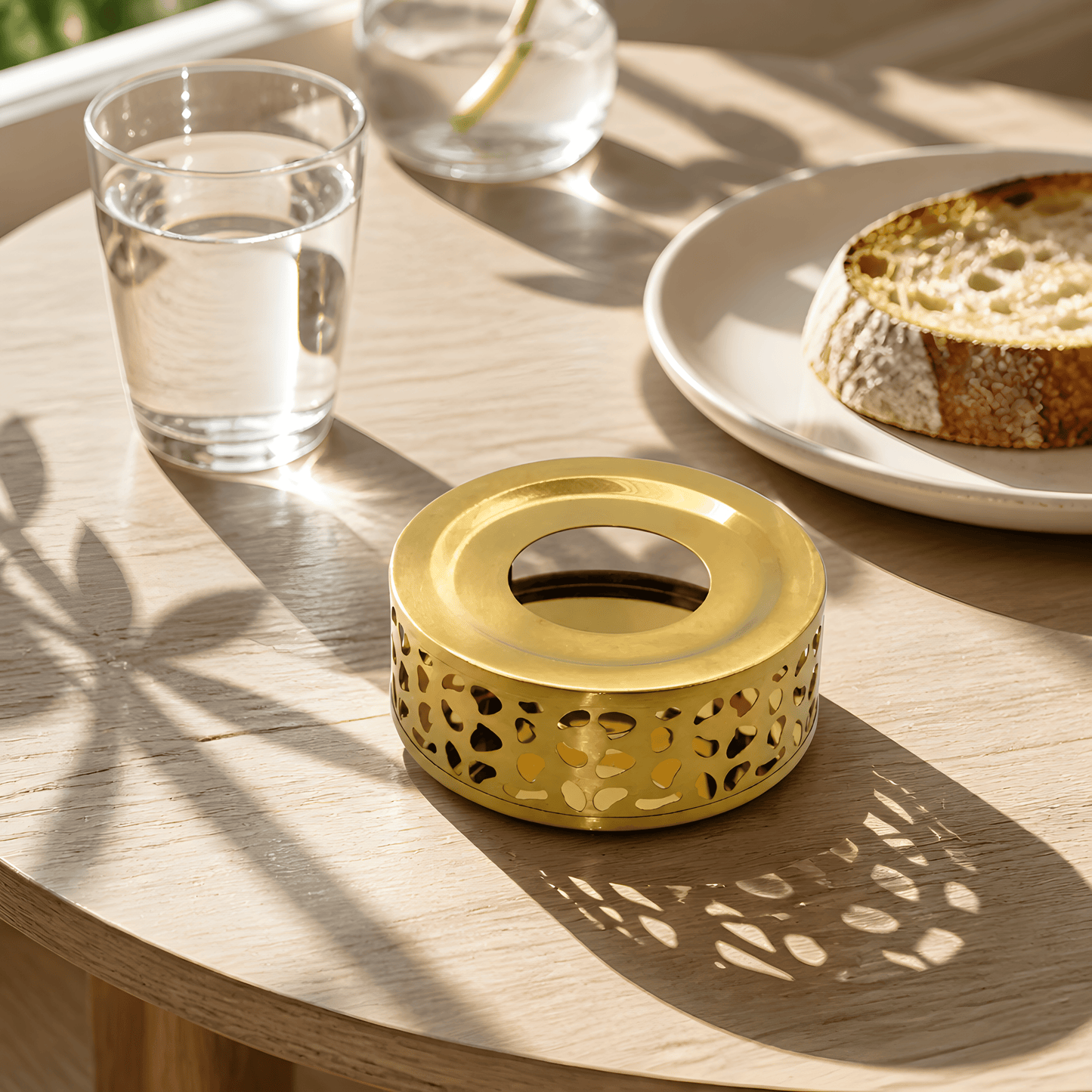 KozyCup Round Gold Tea Warmer – Candle Heated Teapot Warmer