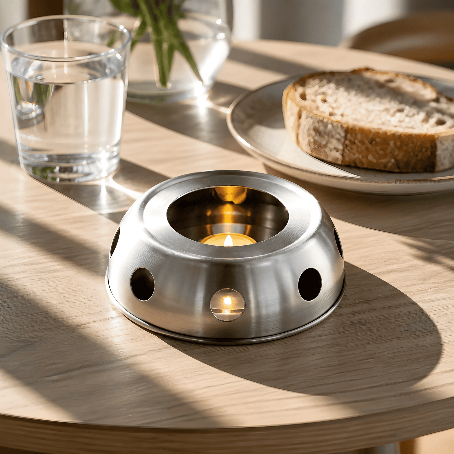 KozyCup Stainless Steel Round Tea Warmer – Candle Heated Teapot Warmer