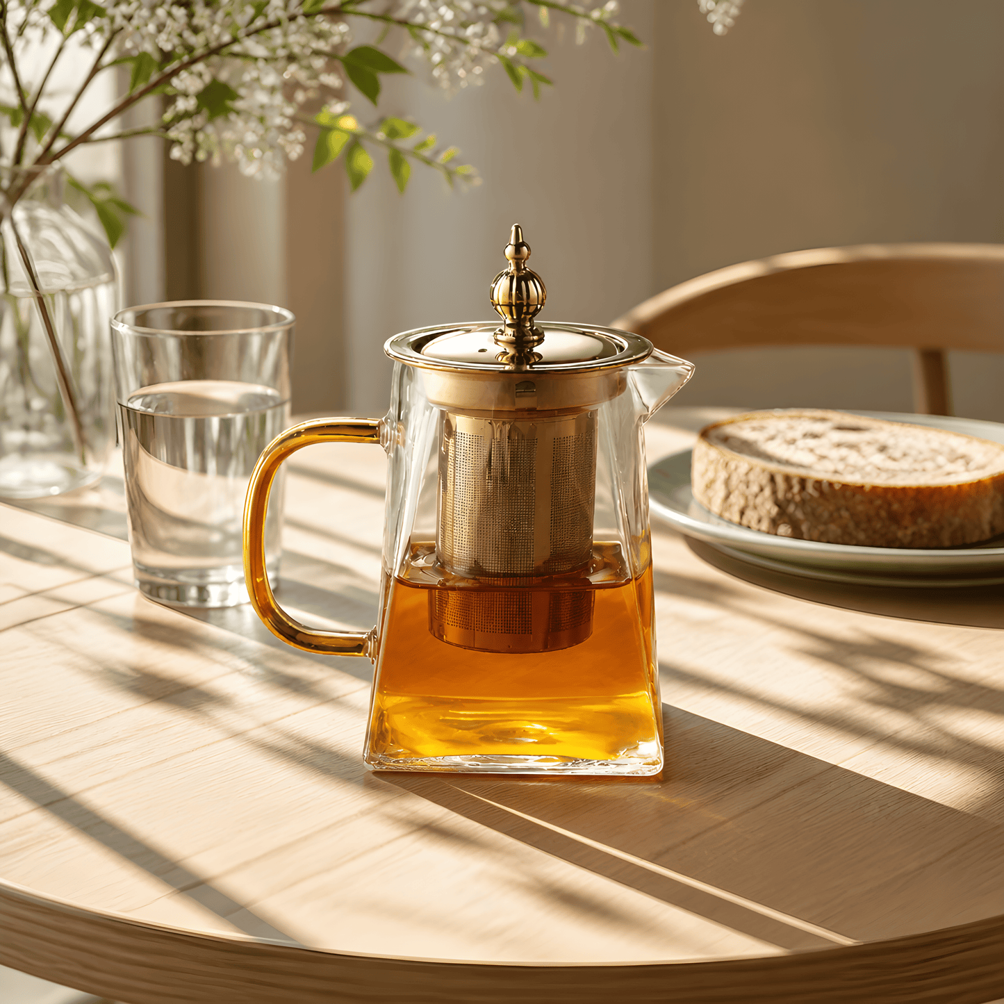 KozyCup Glass Teapot 800ml with Stainless Steel Infuser – Heat Resistant Borosilicate Glass
