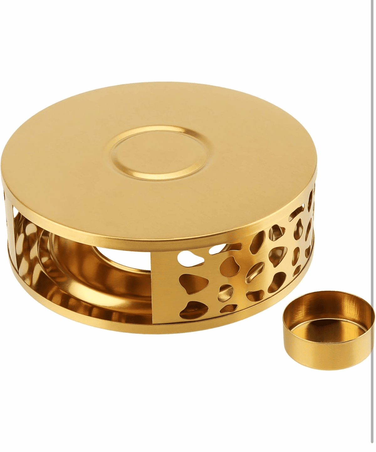 KozyCup Round Gold Tea Warmer – Candle Heated Teapot Warmer