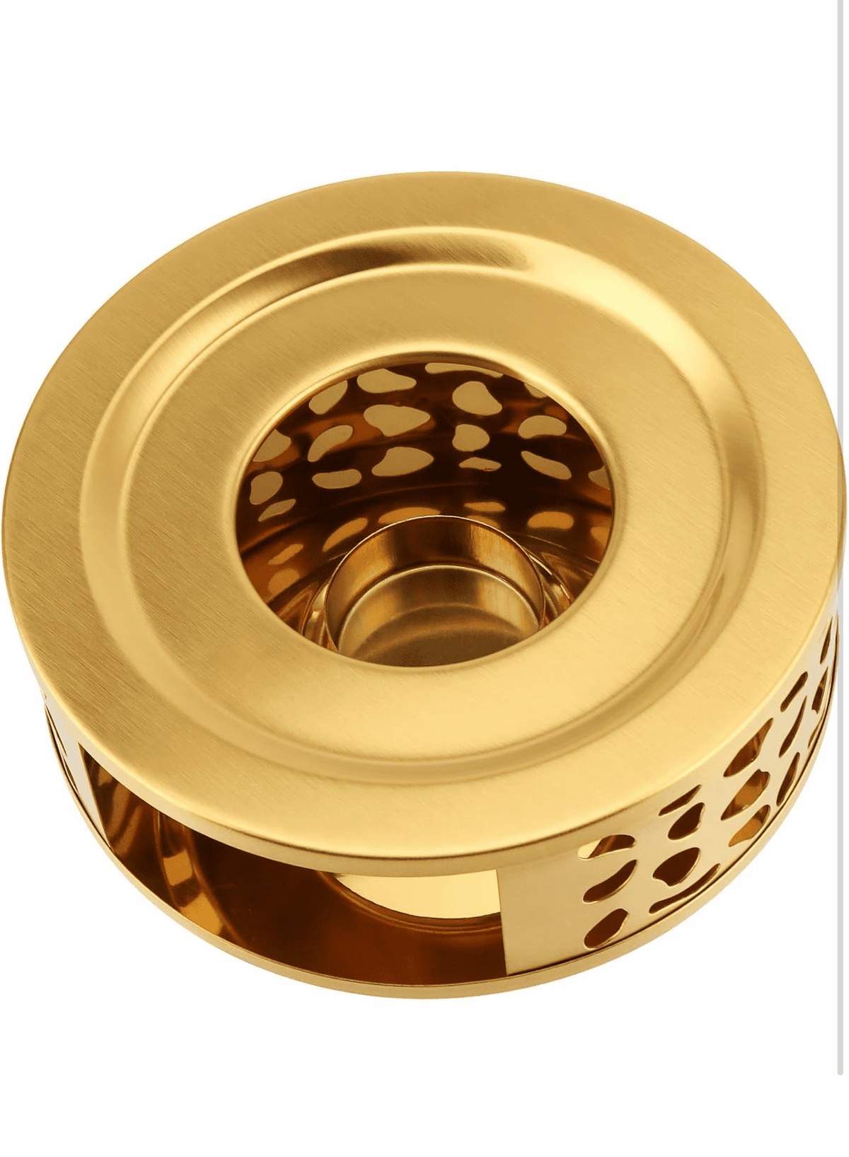 KozyCup Round Gold Tea Warmer – Candle Heated Teapot Warmer