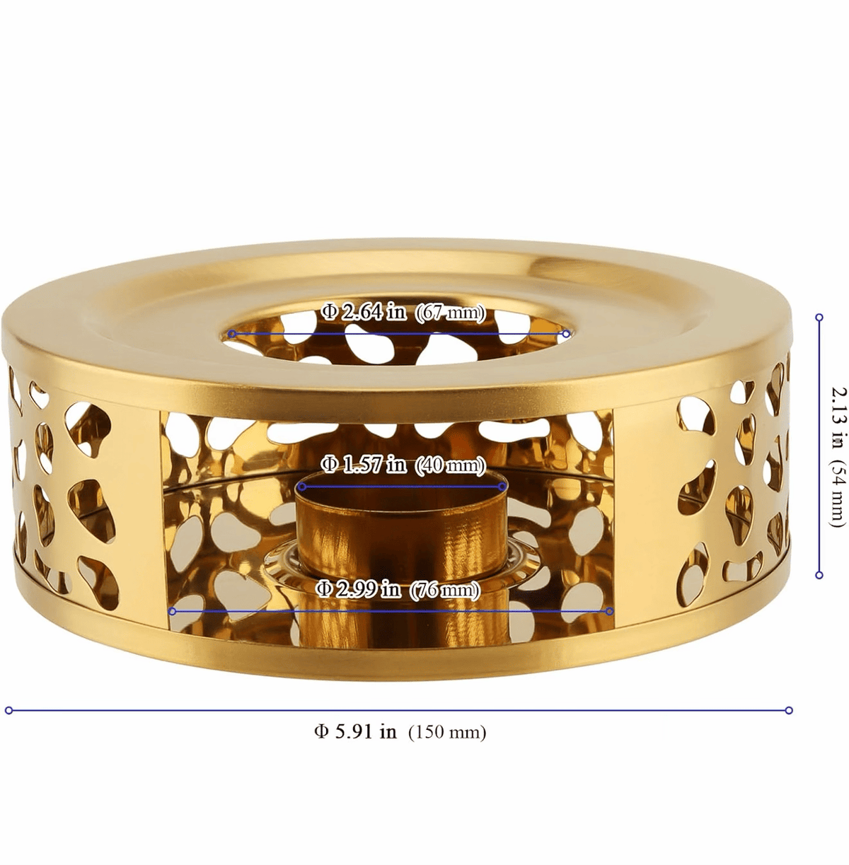 KozyCup Round Gold Tea Warmer – Candle Heated Teapot Warmer