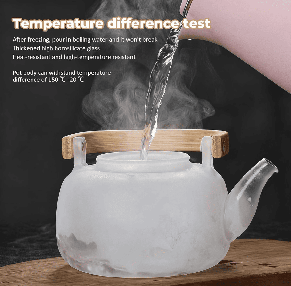 KozyCup Glass Teapot 1000ml with Glass Infuser & Bamboo Handle
