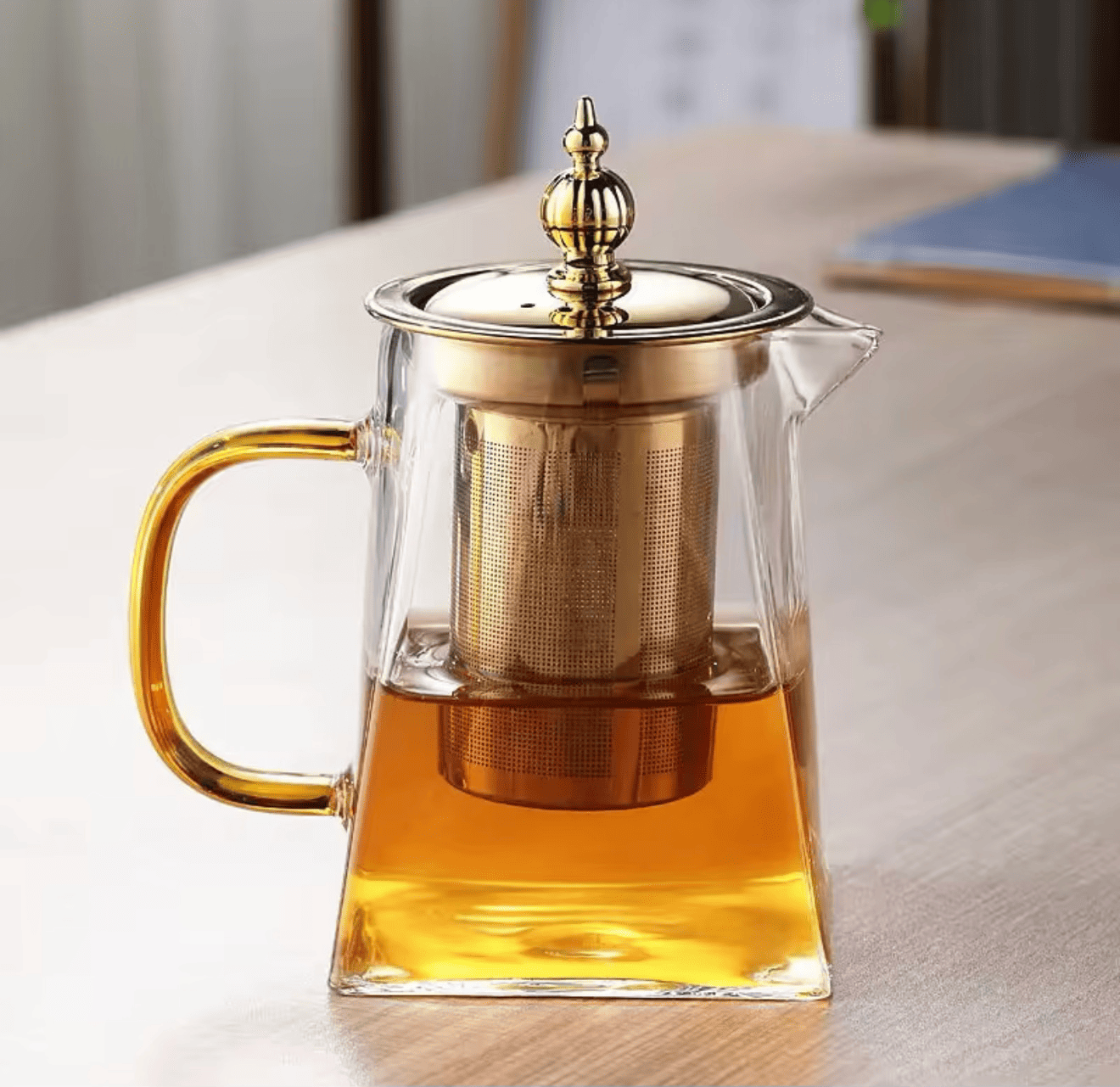 KozyCup Glass Teapot 800ml with Stainless Steel Infuser – Heat Resistant Borosilicate Glass