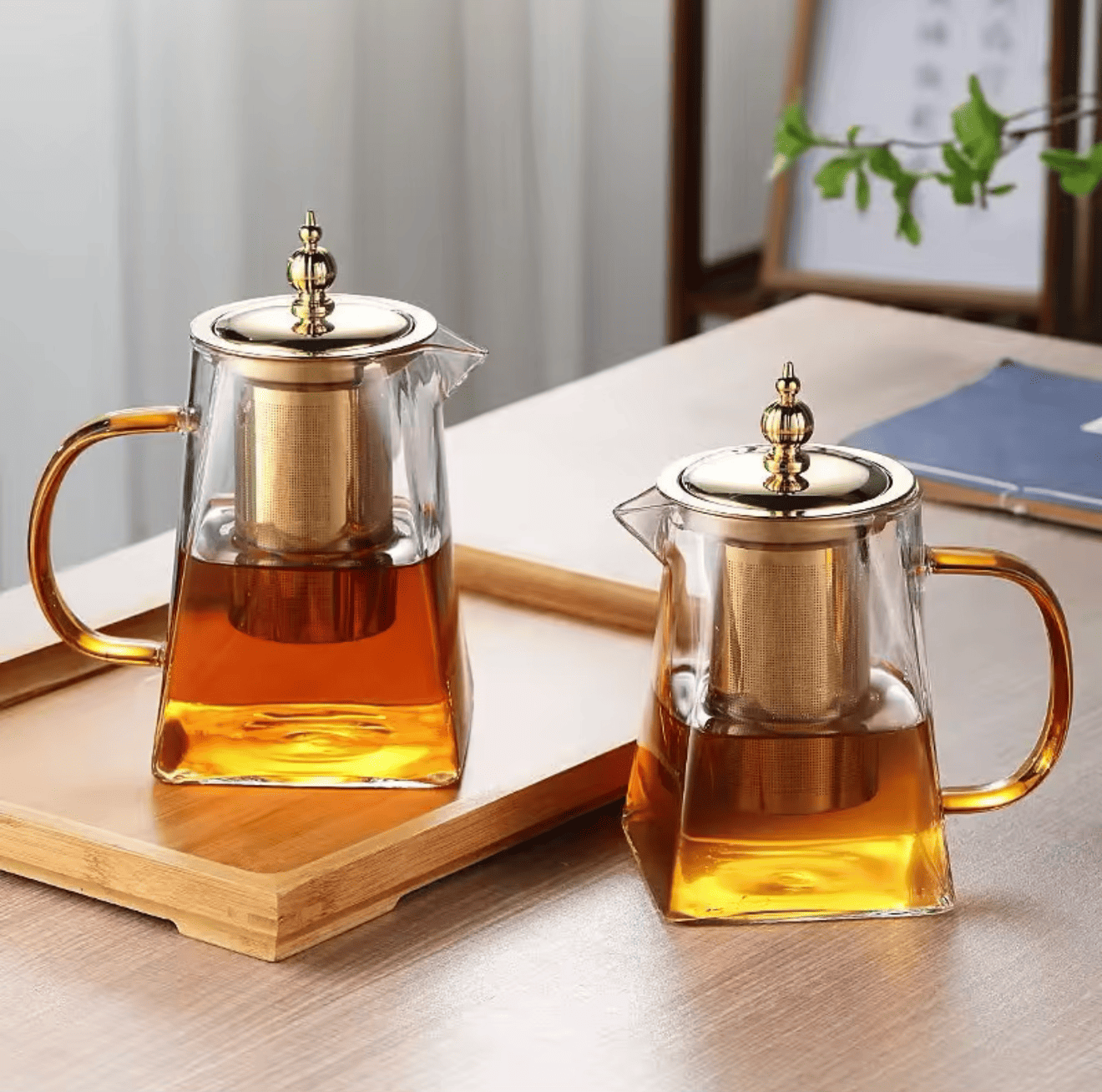 KozyCup Glass Teapot 800ml with Stainless Steel Infuser – Heat Resistant Borosilicate Glass