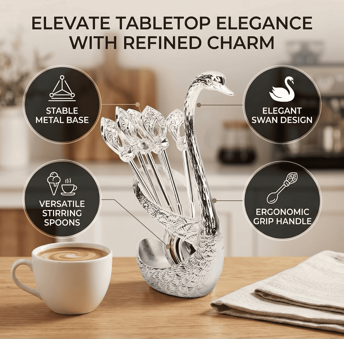 Kozy Cup Luxury Tea & Dessert Spoon Set – Gold & Silver