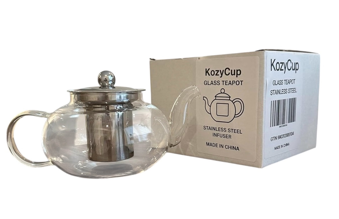 KozyCup Glass Teapot 1000ml with Infuser – Heat Resistant Borosilicate Glass Teapot
