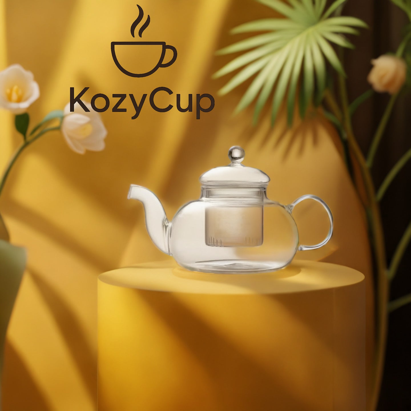 KozyCup Glass Teapot 600ml with Infuser – Heat Resistant Borosilicate Glass Teapot